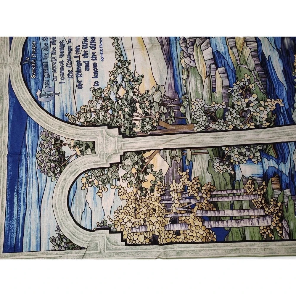 Serenity Prayer Fabric Panel • Waterfall Landscape • Cottagecore‎ • Raw Edge